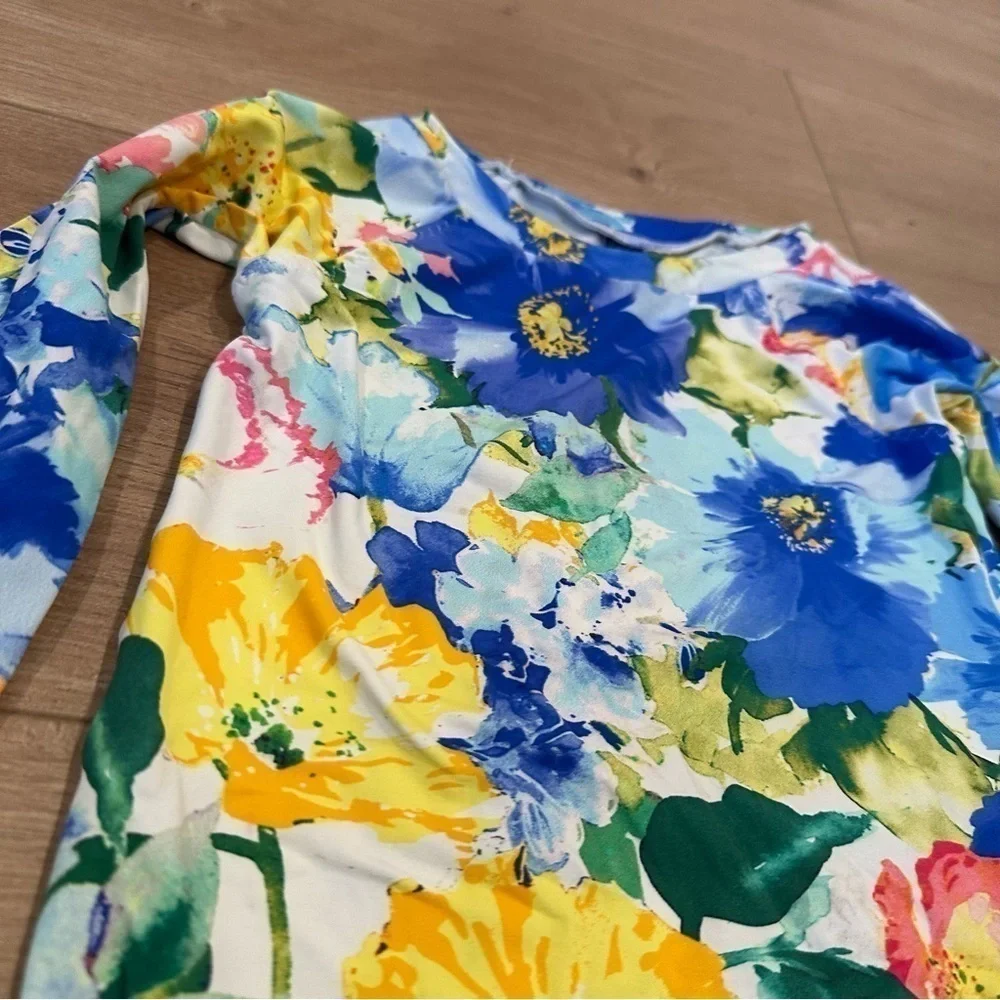 POLO Ralph Lauren girls 2T Rash guard floral blue yellow